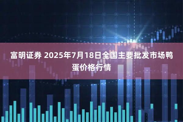 富明证券 2025年7月18日全国主要批发市场鸭蛋价格行情
